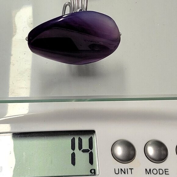 Purple Agate Ring Adjustable Band Handmade Semi Precious Ring - Picture 7 of 7
